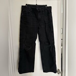 American Eagle Outfitters Black Distressed Stovepipe Jean